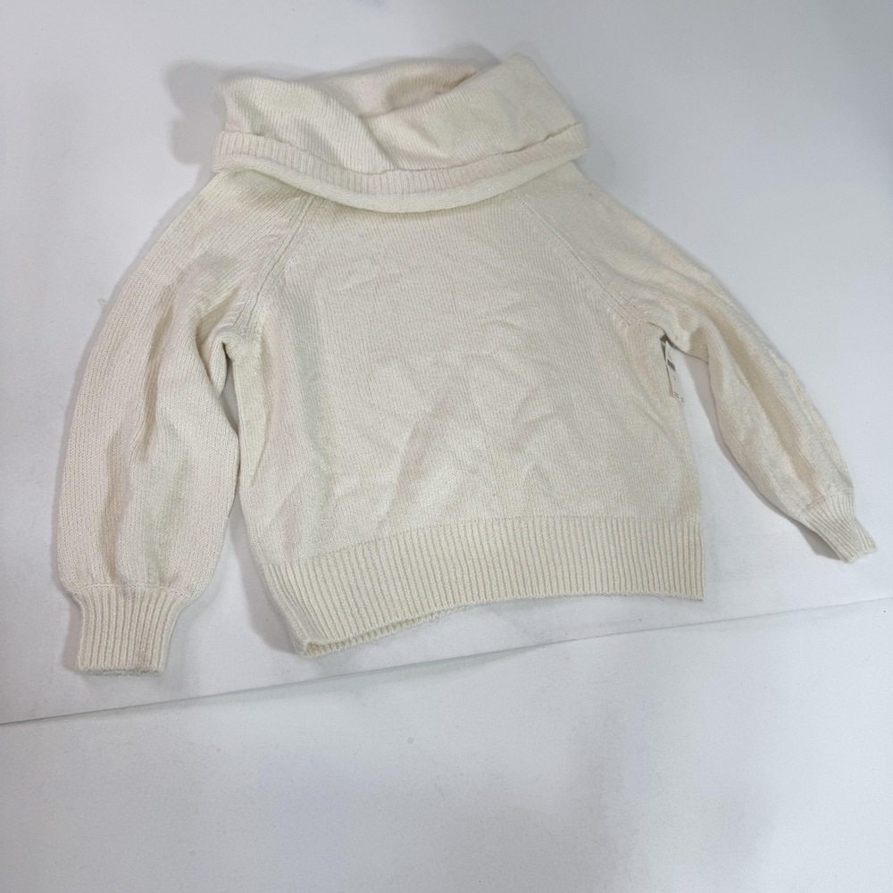 Anthropologie Sweater Womens Medium White Cowl Neck Knit Raglan Pullover Cozy‎